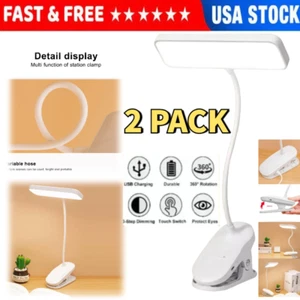 USB Flexible Reading LED Light Clip-on Beside Bed Desk Table Lamp Book Lights X2 - Picture 1 of 20