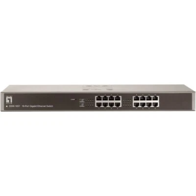 LevelOne GSW-1657 16-Port Gigabit Ethernet Netzwerk Switch anthrazit/silber NEU - Bild 1 von 3