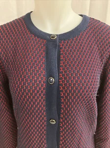 Neu Skovhuus Damen Strickpullover rot blau geknöpft Größe Medium neu mit Etikett 90er - Bild 1 von 12