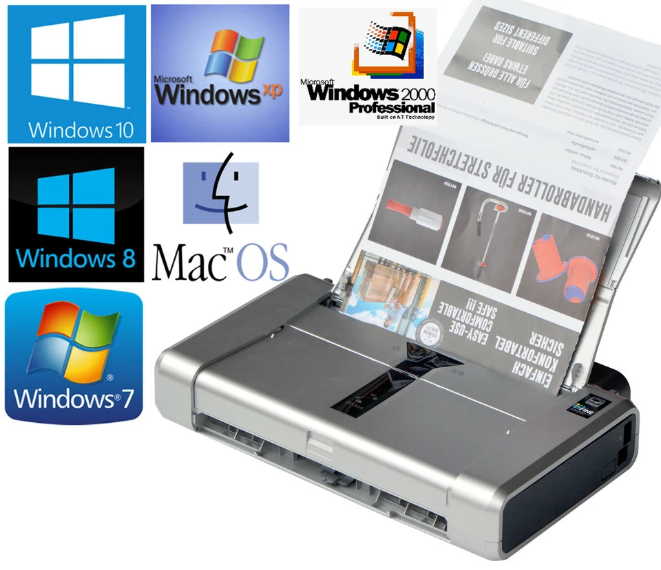 MOBILE INKJET COLOR USB PRINTER CANON PIXMA-IP100 FÜR WIN 2000 XP 7 8 10 9600dpi - Bild 1 von 1