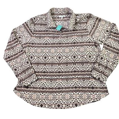 Chaqueta polar azteca Maurices 1/4 cremallera para mujer XL marrón pulóver suave boho nueva Foto 1 de 4