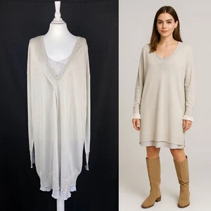 Vestido Suéter Kangra Italia Cachemir Seda Talla 48 M L Longline Tejido en Capas Top - Imagen 1 de 24