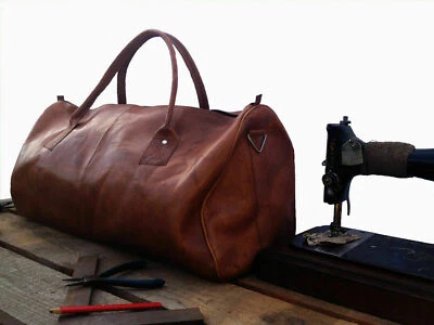20" Men's Leather large vintage duffle travel gym weekend overnight bag Luggage - Image 1 of 4