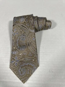 Cravatta da collo uomo Tasso Ella oro/azzurro fatta a mano 100% seta made in China - Foto 1 di 4