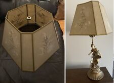 Vintage 10” H Square Pyramid Octagon Lamp Shade Floral Top 5.5” Bottom 13.5”