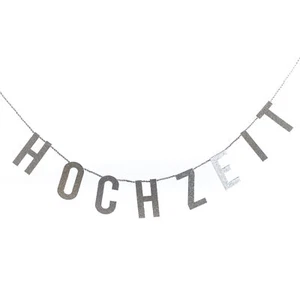 Girlande Hochzeit weiß Pappe Glitzer Hochzeitsdeko Banner Buchstaben Schriftzug - Bild 1 von 5