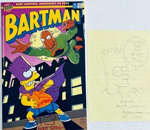 BONGO COMICS BARTMAN #2 FIRMATO CON SCHIZZO BARBA GROENING OPACO + SCHIZZO BONUS 1994 - Foto 1 di 3