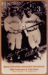 Tarjeta Telefónica Babe Ruth Y Lou Gehrig: Expo De Reno, Nevada - Imagen 1 de 2