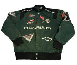 CHEVROLET Jacket GM by RR Designs Green Men's Small Embroidered Checkered Flag - Picture 1 of 12