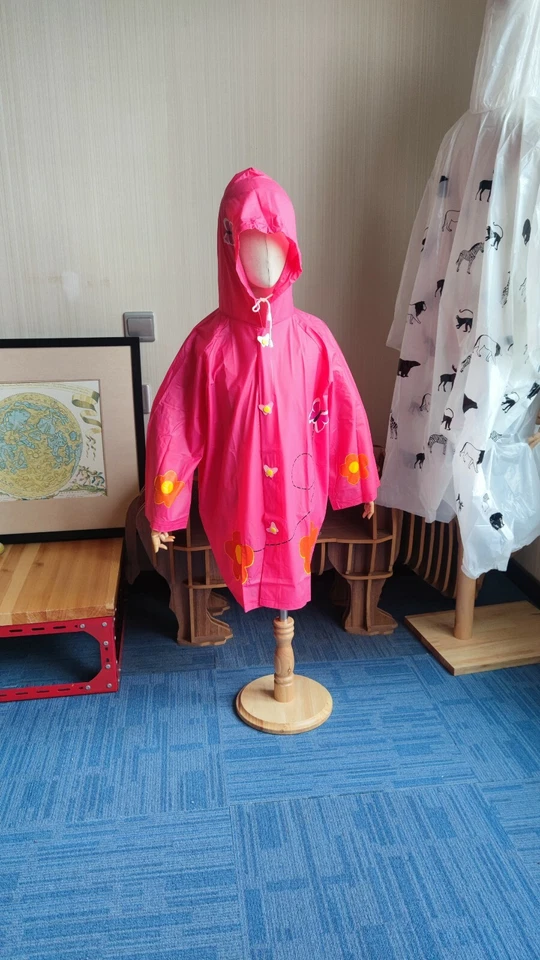 children's rainwear for girl butterfly pink hooded waterproof kids raincoat - Image 1 of 1