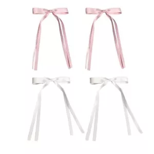 4 PCS Tassel Ribbon Bow Hair Clips Long Tail Hair Barrettes for Women Girls - Picture 1 of 7