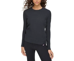 Tommy Hilfiger Sport Women's Ribbed Crewneck Top Black Size M - Picture 1 of 3