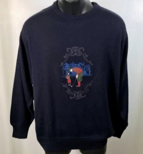 Pringle of Scotland Men's Golf Design Navy Wool Blend Sweater, Size M - Picture 1 of 14