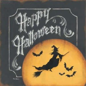 Stampa artistica Happy Halloween Strega Kim Lewis 12x12 - Foto 1 di 1