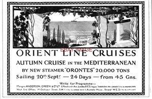 1929 Reklame ORIENT LINE Neuer Dampfer Orontes Mittelmeer Kreuzfahrt Druckanzeige 743/44 - Bild 1 von 1