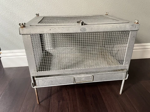Antique Galvanized Metal Lab Animal Cage Vintage Industrial Decor California Cover