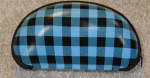 Neu Brille Sonnenbrille Reißverschluss Halbhartschale blau schwarz kariert - Bild 1 von 2
