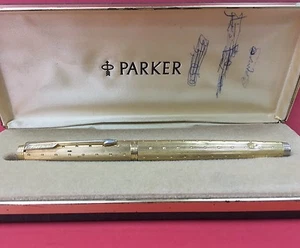 Vintage Parker 75  Fountain pen Gold Finish 14k gold F nib - Good  Condition - Picture 1 of 12