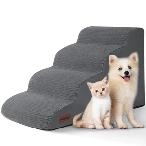 4-Step Dog Stairs and Ramp for Beds or Couches – Non-Slip Sturdy Pet Steps fo... - Picture 1 of 7