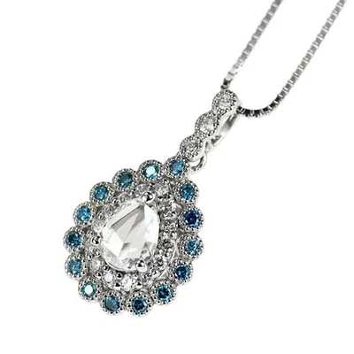 Collana con ciondolo in diamante taglio rosa a forma di pera Pt950/Pt850... - Immagine 1 di 3