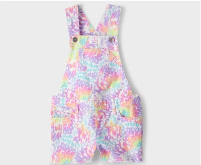 The Childrens Place sleeveless rainbow tie dye shortalls size 6x/7 - Image 1 of 4