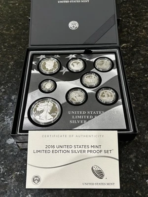 2016-S W Limited Edition Silver Proof Set W/2016W SLVR Eagle. Box & COA - Image 1 of 4