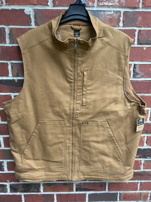 NWT Brahma Mens Big & Tall Tan Full Zip 3XL Canvas Work Vest with Quilted Lining - Image 1 of 4