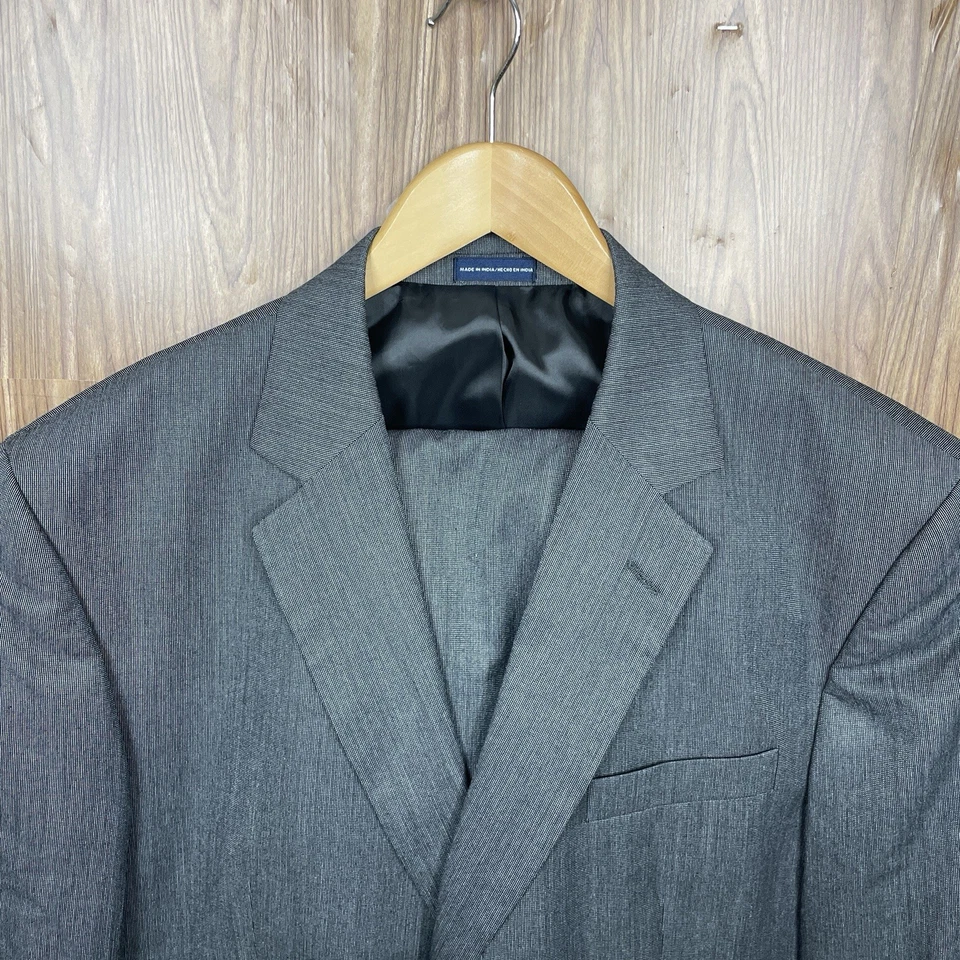 Stafford 2 Piece Suit Mens 46R 42x28 Gray Multicolor Polyester Rayon Two Buttons - Image 1 of 4