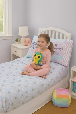 Twin Bed Sheets Hatchimals Super Soft Microfiber 3 piece Girls Bedroom - Image 1 of 4