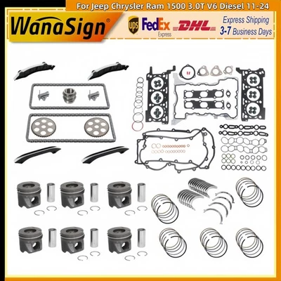 Head Gasket Timing Chain Pistons For 11-24 Jeep Chrysler Ram 1500 3.0T V6 Diesel - Image 1 of 4