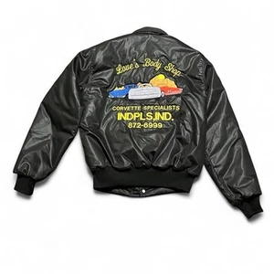 Vintage Love’s Body Shop Indianapolis Mechanic Bomber Jacket 90’s Black Small - Picture 1 of 7
