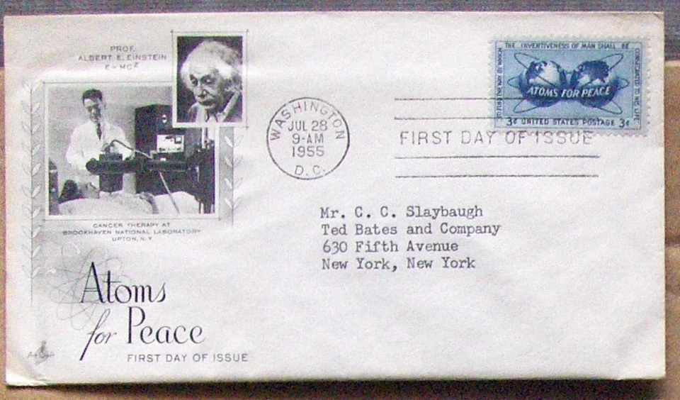 USA FDC SC #1070 ATOMS FOR PEACE 1955 Art Craft Cachet. - Image 1 of 1