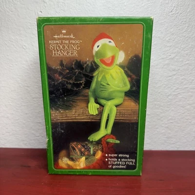 Vintage 1980 Hallmark Kermit the Frog Medias Colgador Navidad Muppets con Caja Foto 1 de 4