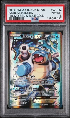 2016 Pokemon Xy Black Star Promo Blastoise EX #XY122 Full Art Red Blue Col PSA 8 - Image 1 of 2