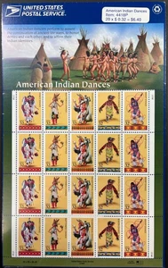 United States 1996 American Indian Dances Full Sheet of 20, Scott 3076a MNH, ExF - Picture 1 of 3