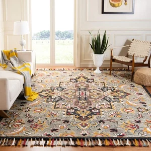 Aspen Collection Area Rug - 9' x 12', Grey & Charcoal, Handmade Boho Braided ... - Picture 1 of 4