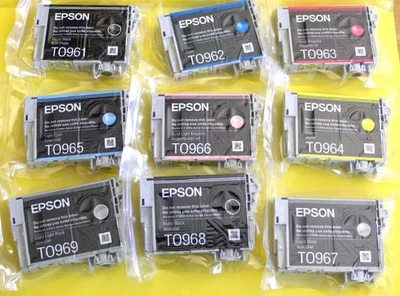 Genuino Nuevo Epson 96 Juego Cartílagos Tinta T0961-T0969 R2880 Sellado Foto 1 de 3