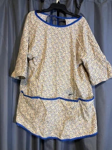 Vintage Cotton Smock Apron Pockets Homemade Floral - Picture 1 of 9