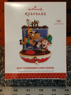 Hallmark Keepsake Christmas Ornament Santa Reindeer Flight School Sound Motion  - Image 1 of 4