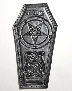 baphomet  goat sigil silver antique coffin  GENUINE LEATHER  PATCH black metal  - Picture 1 of 3
