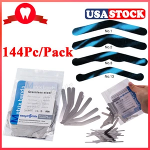 EASYINSMILE Dental Tofflemire Stainless Steel Matrix Bands 0.0015"0.04MM 144Pcs - Picture 1 of 8