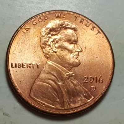 2016-D Lincoln Shield Broadstrike Slightly Off-center Obverse Error Coin - Image 1 of 2