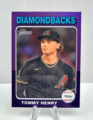 Tommy Henry 2024 Topps Heritage Purple Chrome Refractor #90 Arizona Diamondbacks - Image 1 of 2