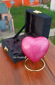 Pink Urn Keepsake Mini Heart Cremation Urn with Premium Black Box & Brass Stand - Picture 1 of 6