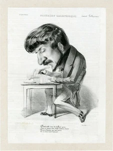 "Gaetano DONIZETTI" Caricature originale entoilée BENJAMIN (ROUBAUD) 1840 - Imagen 1 de 1