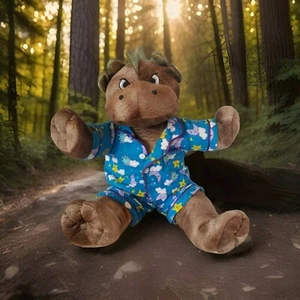 The Bear Factory Dinosaurier Schlafanzug Plüsch Vintage Russ Brown Triggor Spielzeug Puppe - Bild 1 von 12