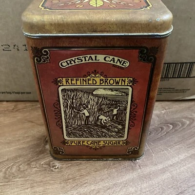 Bote de lata vintage de azúcar de caña pura marrón refinado 1977, 1978 Foto 1 de 4