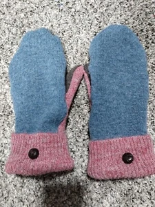 Handmade Upcycled Wool Sweater Mittens With Blizzard Fleece Lining - Picture 1 of 5