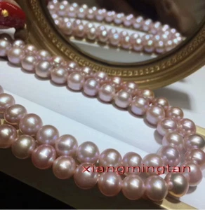 AAAAA long 35"12-13mm natural south sea lavender PINK purples pearl necklace 14K - Picture 1 of 7