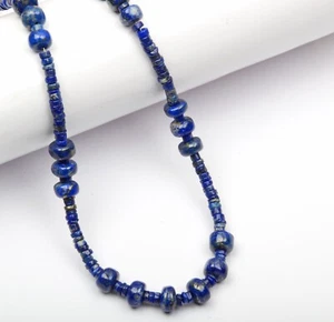 Natural Lapis Lazuli1 18 Inch Strand 4 MM , 8 MM Smooth Rondelle Gemstone Beads - Picture 1 of 4